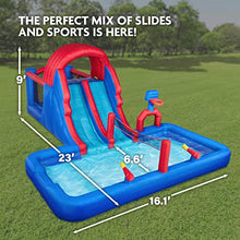 Load image into Gallery viewer, Sunny &amp; Fun Ultra All-Play Inflatable Water Slide Park – Heavy-Duty for Outdoor Fun - Climbing Wall, Slides, Bounce House, Volley Net, Deep Pool – Inflate with Included Air Pump &amp; Carrying Case
