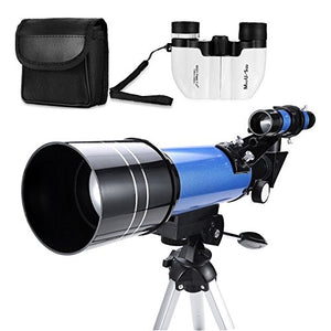 MaxUSee 70mm Refractor Telescope + 8X21 Compact HD Binoculars for Kids and Astronomy Beginners, Travel Scope for Moon Stars Viewing Bird Watching Sightseeing