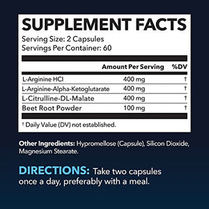 L Arginine Capsules Ultimate Supplement for Performance & Endurance with Added Vascular Support from Nitric Oxide (NO)