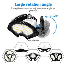 Load image into Gallery viewer, LED Garage Lights, 80W Deformable LED Garage Ceiling Lights 12000 LM CRI 80 Led Shop Lights for Garage, Garage Lights with 3 Adjustable Panels,Utility Led Garage Lighting，LED Light Bulbs for barn etc.
