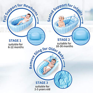 relaxing baby Inflatable Baby Bathtub, Newborn Baby Bathtub seat for Infant, Non-Slip Baby Pool for Sitting up, Portable Toddler tub Shower, Foldable Travel tub with Pool Toy &air Pump Accessories.