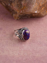 Load image into Gallery viewer, YoTreasure 10x14MM Purple Copper Turquoise Ring 925 Sterling Silver Gemstone Jewelry
