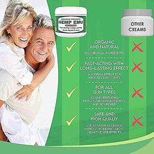 Load image into Gallery viewer, Hemp Emu Cream - Made In USA - Natural Hemp Cream Soothes Discomfort in Joints, Muscles, Back, Knees - Premium Hemp Oil Extract, Emu Oil, Menthol, Eucalyptus &amp; Natural Oils - 4oz
