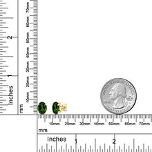 Load image into Gallery viewer, Gem Stone King 2.40 Ct 8x6mm Green Chrome Diopside 18K Yellow Gold Plated Silver Stud Earrings

