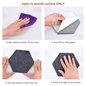 12 Pcs Thickened Felt Hexagon Tile Board,Cork Board, Memo Board,Adhesive Wall Bulletin Board, Message Board,for School,Office,Home,Kitchen,Bedroom and Shop,12 Pcs+Notepad+50 pcs Pin+Manicure Set