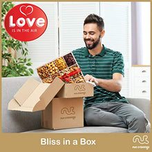 Load image into Gallery viewer, Christmas Gift Basket Holiday Nuts in Reusable Wooden Tray + Heart Ribbon (12 Assortments) Gourmet Food Bouquet Xmas Arrangement Platter, Birthday Care Package, Healthy Kosher Snack Box - Families
