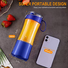 Load image into Gallery viewer, Portable Personal Blender for Smoothie and Shakes - Vaeqozva 6 Powerful 3D Blades 4000mAh USB Rechargeable Juicer Cup including Reusable Silicone Straws(Navy Blue)
