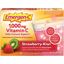 Load image into Gallery viewer, Emergen-C 1000mg Vitamin C Powder, with Antioxidants, B Vitamins and Electrolytes, Vitamin C Supplements for Immune Support, Caffeine Free Fizzy Drink Mix, Strawberry Kiwi Flavor - 30 Count
