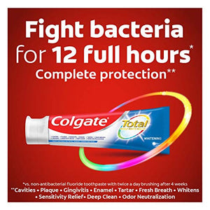 Colgate Total Whitening Toothpaste with Stannous Fluoride and Zinc, Exclusive, Whitening Mint, 4.8 Oz (Pack of 4)