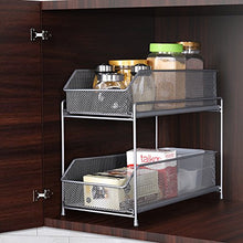 Load image into Gallery viewer, HAITRAL 2 Tier Sliding Cabinet Basket Organizer Drawer, Mesh Storage Organizer with Pull Out Drawers for Countertop, Cabinet, Pantry, Under The Sink, Desktop
