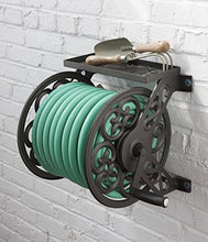 Load image into Gallery viewer, Liberty Garden Products 708 Steel Decorative Wall Mount Garden Hose Reel, Holds 125-Feet of 5/8-Inch Hose - Bronze
