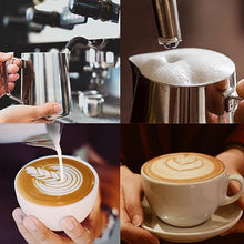 Load image into Gallery viewer, Milk Frothing Pitcher 12oz, Milk Frother Cup Steaming Pitcher Steamer Milk Jug Cup for Latte Art, Coffee Machine Espresso Accessories Barista Tools
