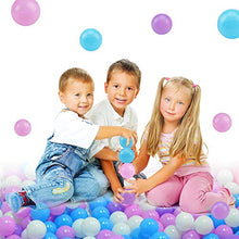 Load image into Gallery viewer, Lightaling 100pcs White &amp; Purple Ocean Balls &amp; Pit Balls Soft Plastic Phthalate &amp; BPA Free Crush Proof - Reusable and Durable Storage Mesh Bag with Zipper
