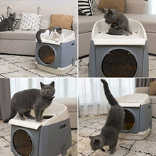 Load image into Gallery viewer, DADYPET Cat Litter Box, Hooded Kitty Litter Box Two-Door Top-Entry Front-Entry Self Cleaning Large Covered Litter Pan with Lid Scoop Gray
