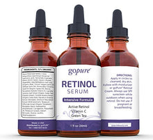 Load image into Gallery viewer, goPure Retinol Face Serum - Anti Aging &amp; Anti Inflammatory Complex with Vitamin E &amp; Vitamin C - Antioxidant Anti Wrinkle Facial Serum for Men &amp; Women - Cruelty Free
