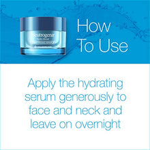 Load image into Gallery viewer, Neutrogena Hydro Boost Purified Hyaluronic Acid Pressed Night Serum, Facial Serum with Antioxidants &amp; Hyaluronic Acid for Dry Skin, Oil-Free &amp; Non-Comedogenic, 1.7 oz
