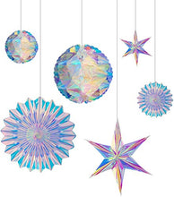 Load image into Gallery viewer, BTSD-home Iridescent Party Supplies Kit with Hanging Honeycomb Ball Decorative Paper Fan Snowflake Garlands for Birthday Wedding Christmas Party Decorations
