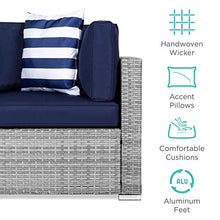 Load image into Gallery viewer, Best Choice Products 7-Piece Modular Outdoor Conversational Furniture Set, Wicker Sectional Sofas w/Cover - Gray/Navy
