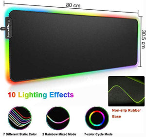 Gaming Keyboard Mouse & Mouse Pad Kit,3 in 1 Rainbow Backlit Rechargeable Wireless Keyboard Mouse with 3800mAh Battery Metal Panel Removable Hand Rest,RGB Gaming Mousepad(32.5x12inch),Gaming Mouse
