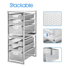 Load image into Gallery viewer, Simple Trending 3-Tier Under Sink Cabinet Organizer with Sliding Storage Drawer, Desktop Organizer for Kitchen Bathroom Office, Stackbale, Silver
