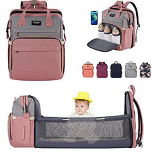 Load image into Gallery viewer, Xinsilu Baby Diaper Bag Backpack with Changing Station Dad Mom Travel Diaper Bag Large Diaper Bags Gifts for Baby Boy Girl,Pink-Gray
