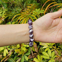 Load image into Gallery viewer, Chengmu 12mm Banded Amethyst Stretch Bracelet for Men Natural Round Beads Semi Precious Gemstone for Crystal Elastic Beaded Bracelet 8&quot;
