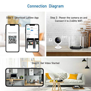 Laview Home Security Camera HD 1080P(2 Pack) AI Human Detection,Include 2 SD Cards,32GB Two-Way Audio,Night Vision,WiFi Indoor Surveillance for Baby/pet,Alexa and Google,Cloud Service (US Server)