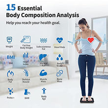 Load image into Gallery viewer, Scales for Body Weight and Fat, Lescale Large Display Weight Scale, High Accurate Body Fat Scale Digital Bluetooth Bathroom Scale for BMI Heart Rate, 15 Body Composition Analyzer Sync with Fitness App
