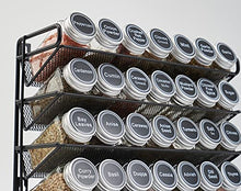 Load image into Gallery viewer, SpaceAid 4 Tier Spice Rack Organizer with 28 Spice Jars, 386 Spice Labels, Chalk Marker and Funnel Set for Cabinet, Countertop, Pantry, Cupboard or Door &amp; Wall Mount
