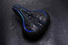 Load image into Gallery viewer, BLUEWIND Bike Seat, Most Comfortable Bicycle Seat Memory Foam Waterproof Bicycle Saddle - Dual Shock Absorbing - Best Stock Bicycle Seat Replacement for Mountain Bikes, Road Bikes (Blue)
