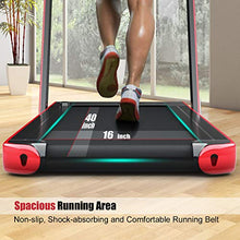 Load image into Gallery viewer, GYMAX 2 in 1 Under Desk Treadmill, 2.25HP Folding Walking Jogging Machine with Dual Display, Bluetooth Speaker &amp; Remote Controller, Electric Motorized Treadmill for Home/Gym (Red)
