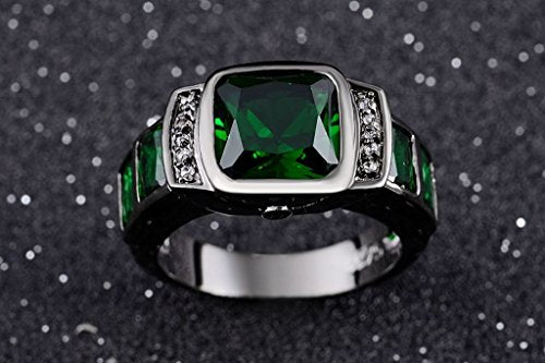 Load image into Gallery viewer, Aunyamanee Jewelry Shop Emerald Cut Size 8,9,10,11 Man's Black 18K Gold Filled AAA Emerald Wedding Rings (10)
