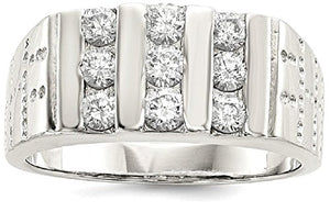 925 Sterling Silver Mens Cubic Zirconia Cz Band Ring Size 10.00 Man Fine Jewelry For Dad Mens Gifts For Him