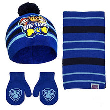 Load image into Gallery viewer, Nickelodeon Toddler Winter Hat, Scarf and Kids Gloves, Paw Patrol Baby Beanie for Boys 4-7, Blue Mittens, Mittens Ages 2-4
