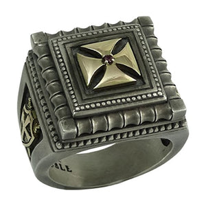 Knight Templar Masonic Cross Handmade Men Signet Ring Sterling Silver 925 Solid Yellow Gold 14K KTR 018SYG14K (12)