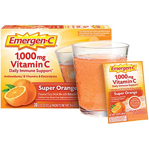 Emergen-C 1000mg Vitamin C Powder, with Antioxidants, B Vitamins and Electrolytes, Vitamin C Supplements for Immune Support, Caffeine Free Fizzy Drink Mix, Super Orange Flavor, 0.32 Ounce (Pack of 60)