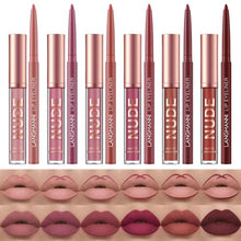 Load image into Gallery viewer, URQT 12pcs Lip Liner and Lipstick Makeup Set, 6 Velvety Matte Liquid Lipsticks + 6 Matching Smooth Lip Liner One Step Lips Makeup Kits Waterproof Long Lasting Matte Lipstick Gift Set
