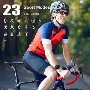 AMATAGE Smart Watch for Men Android Phones iPhone, Fitness Tracker Watch with Heart Rate and Blood Pressure Monitor, Waterproof Activity Fitness Tracker with 23 Sport Modes, 1 Extra Band(Black)
