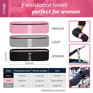 Booty 3 Resistance Bands for Legs and Butt Set, Exercise Bands Fitness Bands - Video Workout, Resistance Loops Hip Thigh Glute Bands Non Slip Fabric, Elastic Strength Squat Band Beginner-Professional