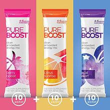 Load image into Gallery viewer, Pureboost Clean Energy Super Immune Bundle. 60 Stick Packs Boosted with B12, Vitamin C and more. Fruity Combo Pack + Green Mojo includes 7 Organic Supergreens.
