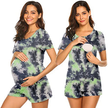 Load image into Gallery viewer, Ekouaer Labor/Delivery/Nursing Maternity Pajamas Set for Hospital Home, Basic Nursing Shirt, Adjustable Size Pregnancy Shorts
