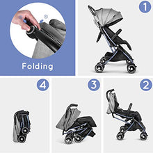 Load image into Gallery viewer, besrey Baby Stroller Lightweight Easy Fold Compact Travel Stroller for Airplane Kids pram with Reclining Seat for Baby Sleep - Gray
