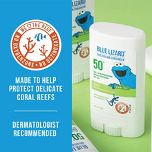 Load image into Gallery viewer, BLUE LIZARD Mineral Sunscreen Stick with Zinc Oxide SPF 50+ Water Resistant UVA/UVB Protection Easy to Apply Fragrance Free, Kids, Unscented, 5 Oz
