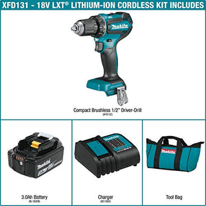 Makita XFD131 18V LXT Lithium-Ion Brushless Cordless 1/2 In. Driver-Drill Kit (3.0Ah)