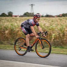 Load image into Gallery viewer, SAVADECK Phantom 2.0 Carbon Fiber Road Bike 700C Racing Bicycle with Ultegra 8000 22 Speed Group Set, 25C Tire and Fizik Saddle (Black Orange,54cm)
