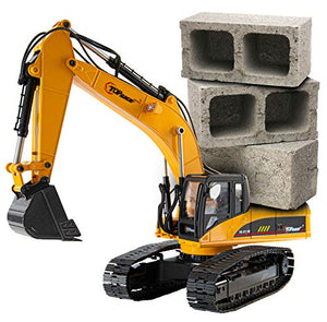 Top Race 23 Channel Hobby Remote Control Excavator, V4, Construction Vehicle RC Tractor, Full Metal Excavator Toy, Carries 180 Lbs, Diggs 1.1 Lbs Per Cubic Inch, Real Smoke, Use With our RC Dump Truck