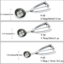 Load image into Gallery viewer, Fayomir Cookie Scoop Set - Small/1 Tablespoon, Medium/2 Tablespoon, Large/3 Tablespoon - Ice Cream Scoop Set, 18/8 Stainless Steel Dough Scoop Cupcake Scoop Melon Baller
