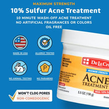 Load image into Gallery viewer, De La Cruz 10% Sulfur Ointment Acne Treatment - Medication to Clear Cystic Acne Pimples and Blackheads on Face and Body - Made in USA - Jumbo Size 5.5 oz
