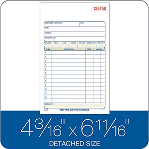 Adams Sales Order Book, 2-Part, Carbonless, White/Canary, 4-3/16 x 7-3/16 inches, 50 Sets per Book, 5 Books, 250 Sets Total (DC4705)
