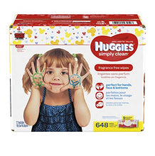 Load image into Gallery viewer, HUGGIES Simply Clean Fragrance-Free Baby Wipes, Pack of 9 Soft Packs, 648 Total Wipes
